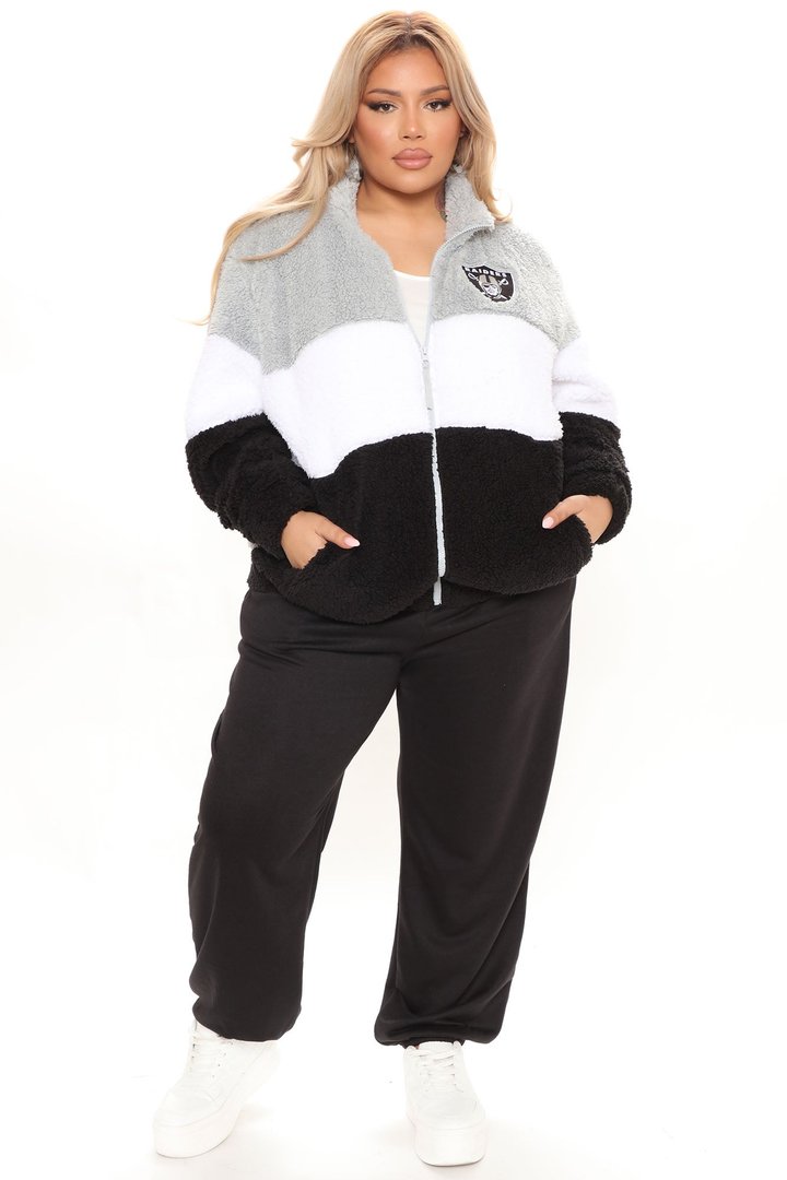 NFL Raiders Sherpa Jacket - Grey/Black