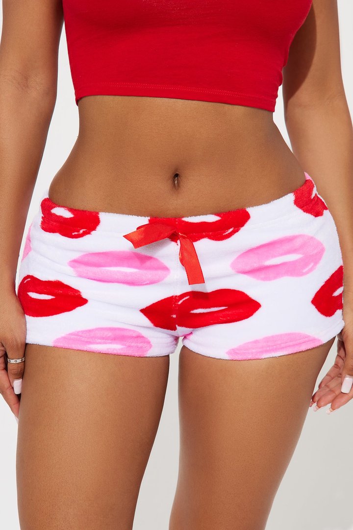 Sweet Kisses Plush PJ Shorts - Hot Pink/combo