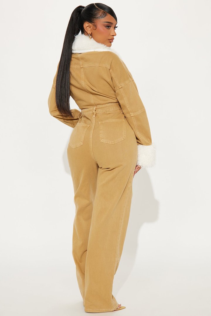 Just How I Like It Denim Jumpsuit - Khaki