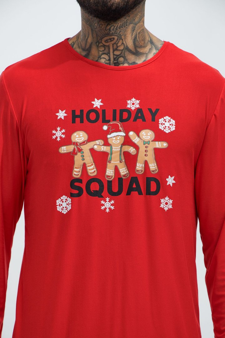 Holiday Squad Gingerbread Holiday PJ Set - Red/Black