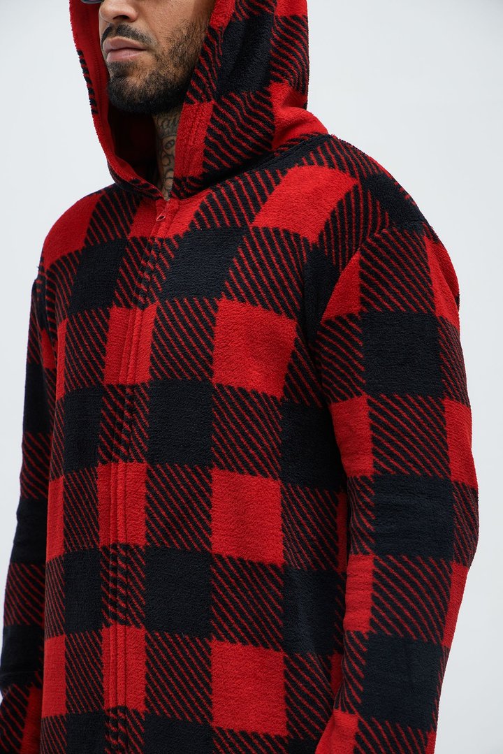Always Cozy Holiday PJ Onesie - Red/Black