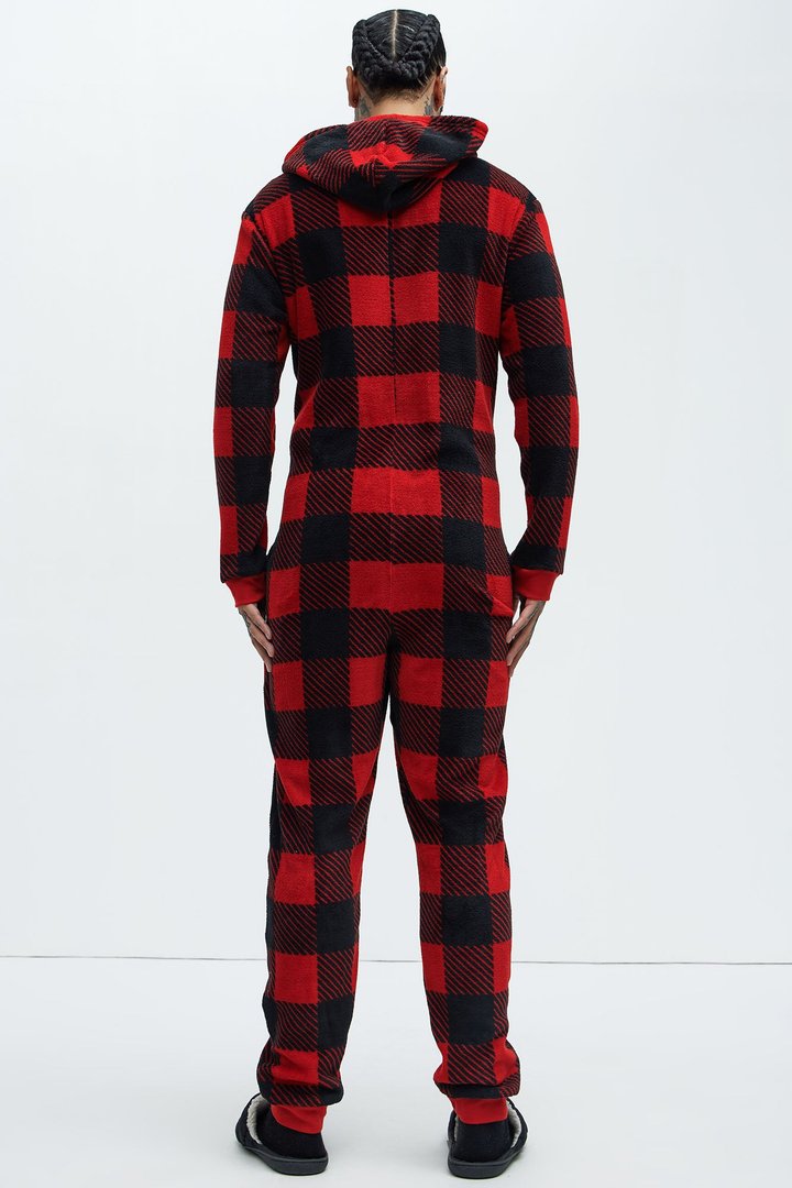Always Cozy Holiday PJ Onesie - Red/Black