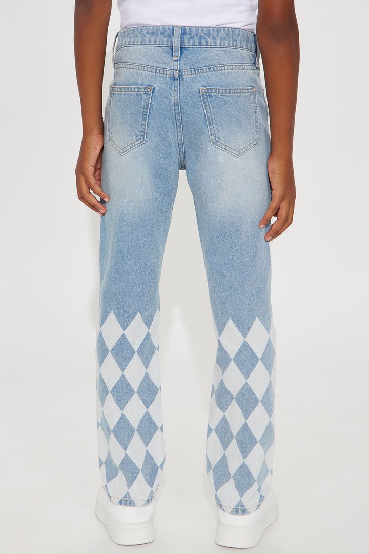 Mini Slim Diamond Pattern Jean - Light Blue Wash