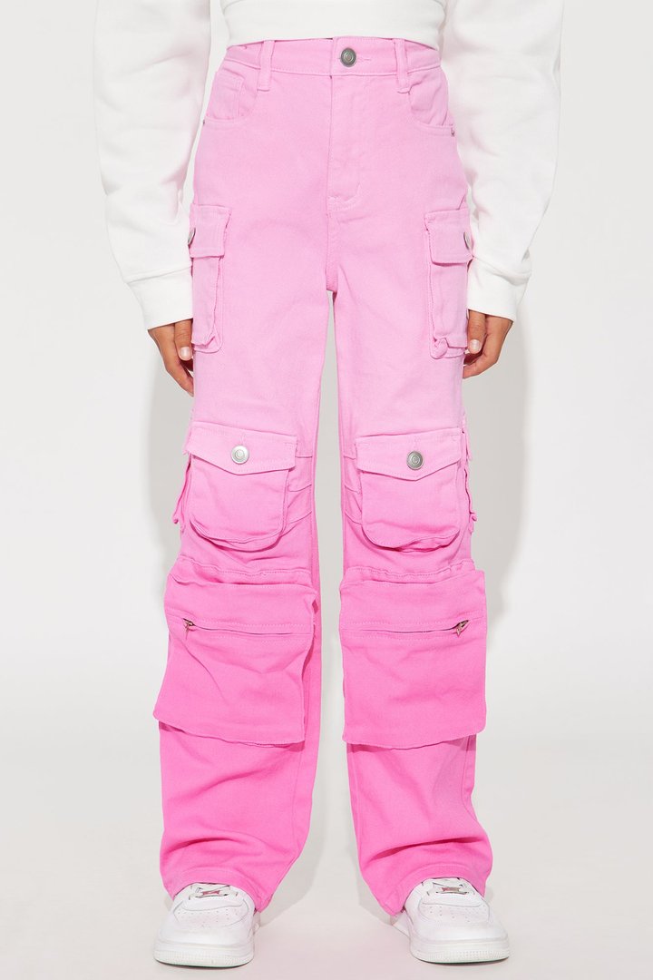 Mini Lily High Rise Cargo Jeans - Pink/combo
