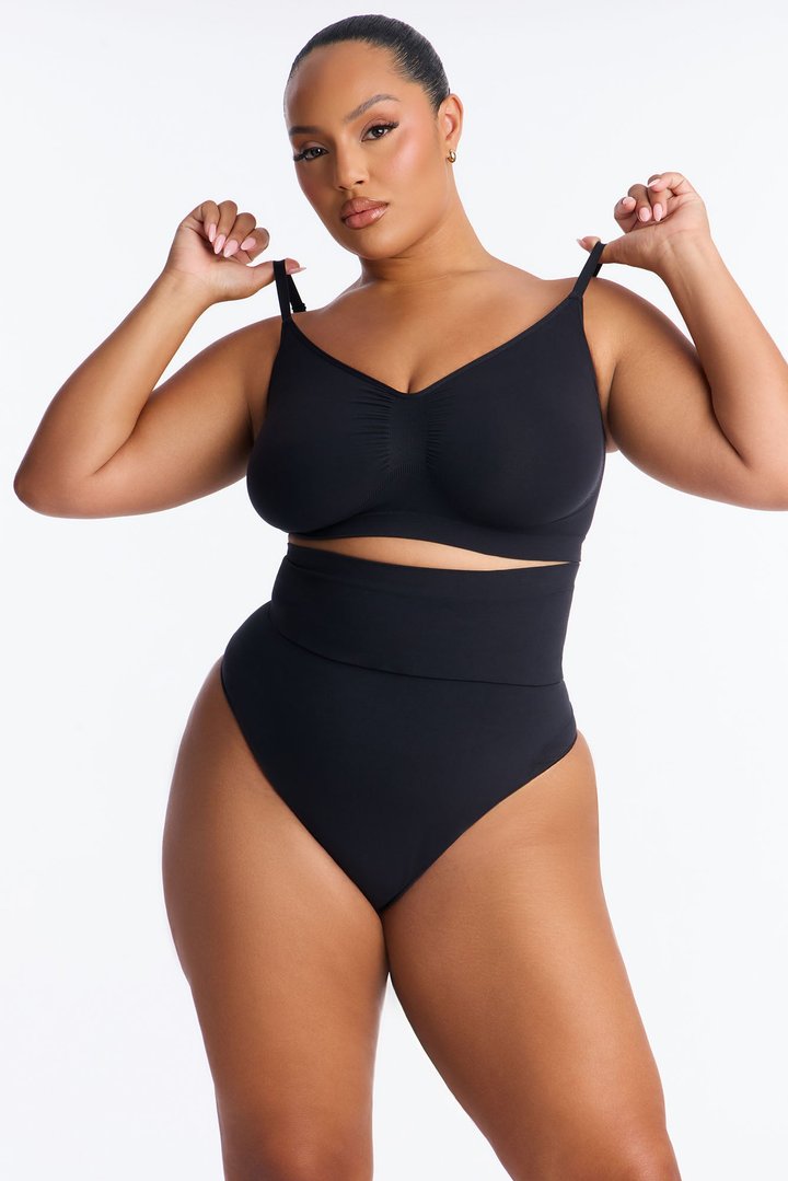 Nova Sculpt Seamless Strong Compression High Waisted Thong - Black