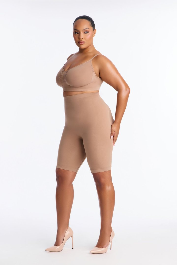 Nova Sculpt Seamless Strong Compression High Waisted Thigh Shaper - Nude