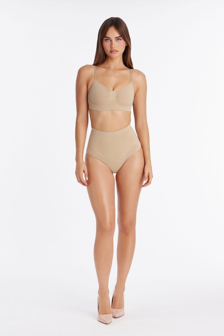 Nova Sculpt Seamless Strong Compression Mid Waist Brief - Sand