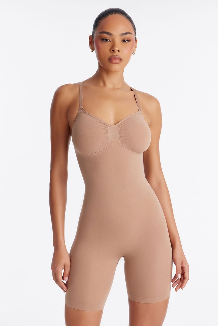 Nova Sculpt Seamless Strong Compression Thigh Shaping Bodysuit - Nude