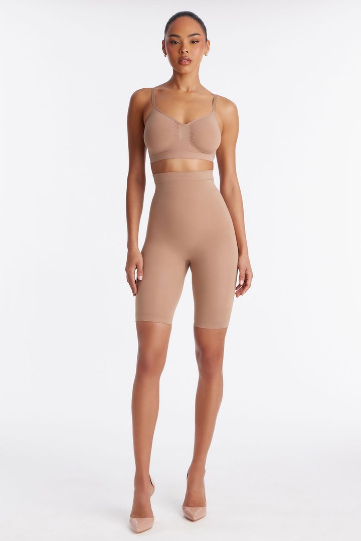 Nova Sculpt Seamless Strong Compression High Waisted Thigh Shaper - Nude