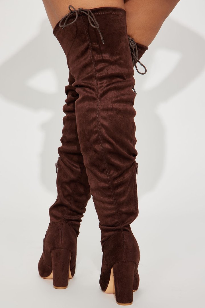 Pretty In Thigh High Boots - Chocolate