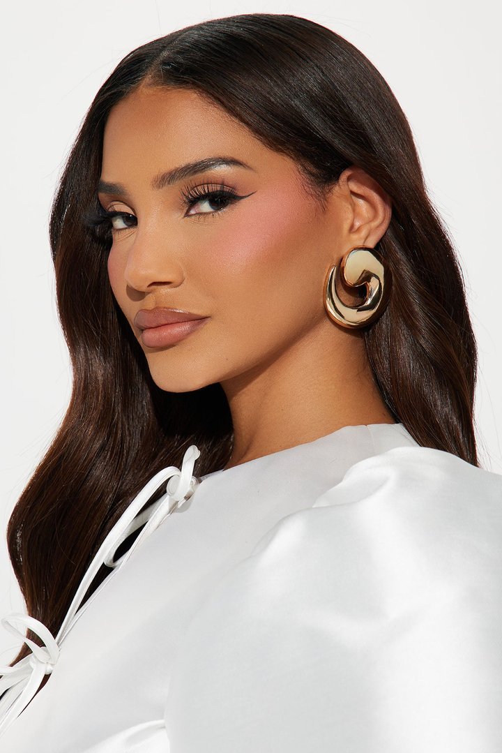 Gold Swirl Abstract Earrings - Gold