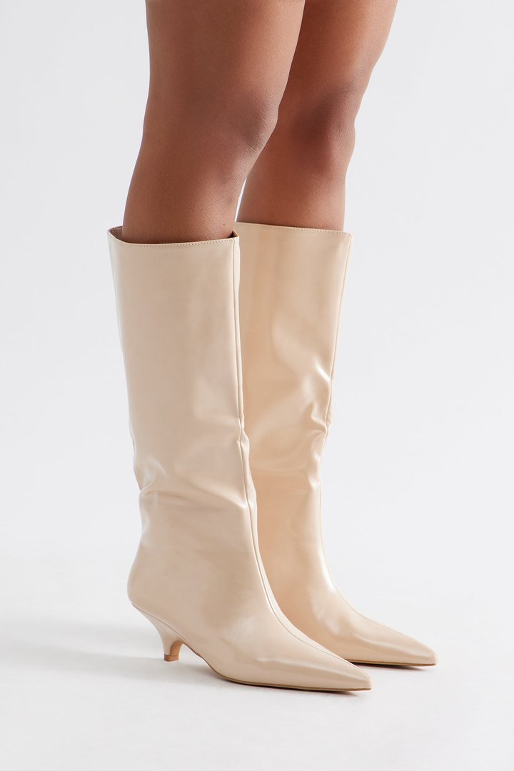 Lana Faux Leather Boots - Nude