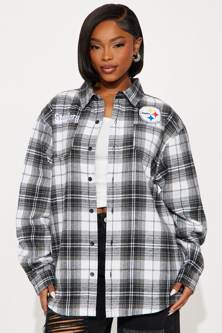 NFL Steelers Plaid Flannel - Black