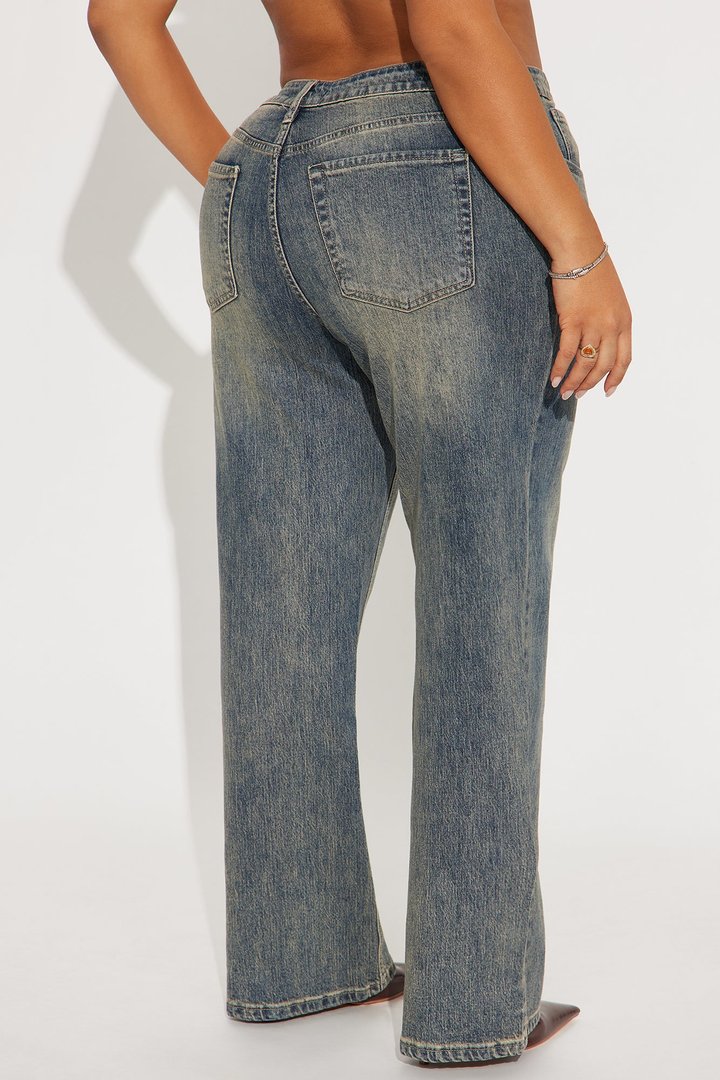 Highs And Lows Stretch Straight Leg Jeans - Vintage Wash