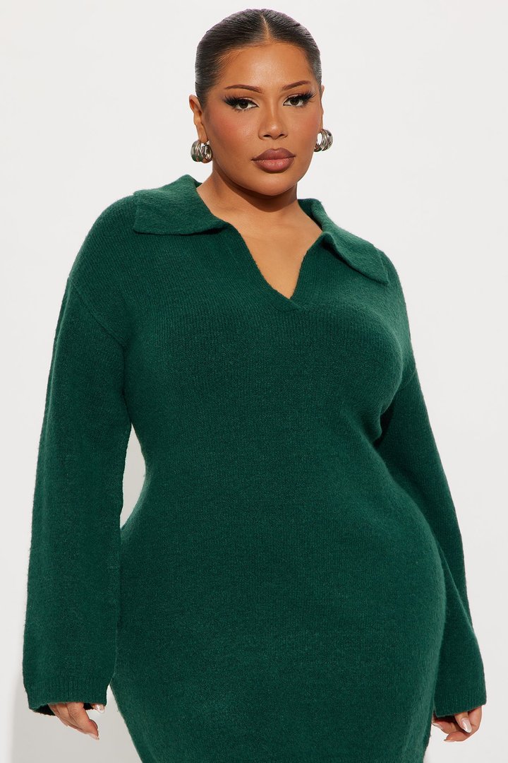 Tea Time Sweater Mini Dress - Emerald