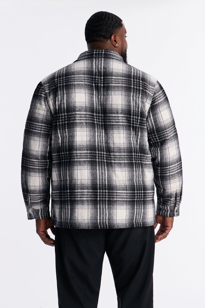Quilted Rugged Plaid Shacket - Black/White