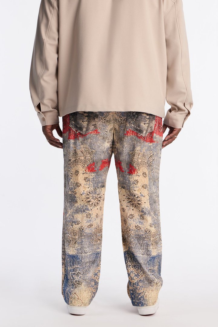 Straight Bandana Duality Printed Pants - Multi Color
