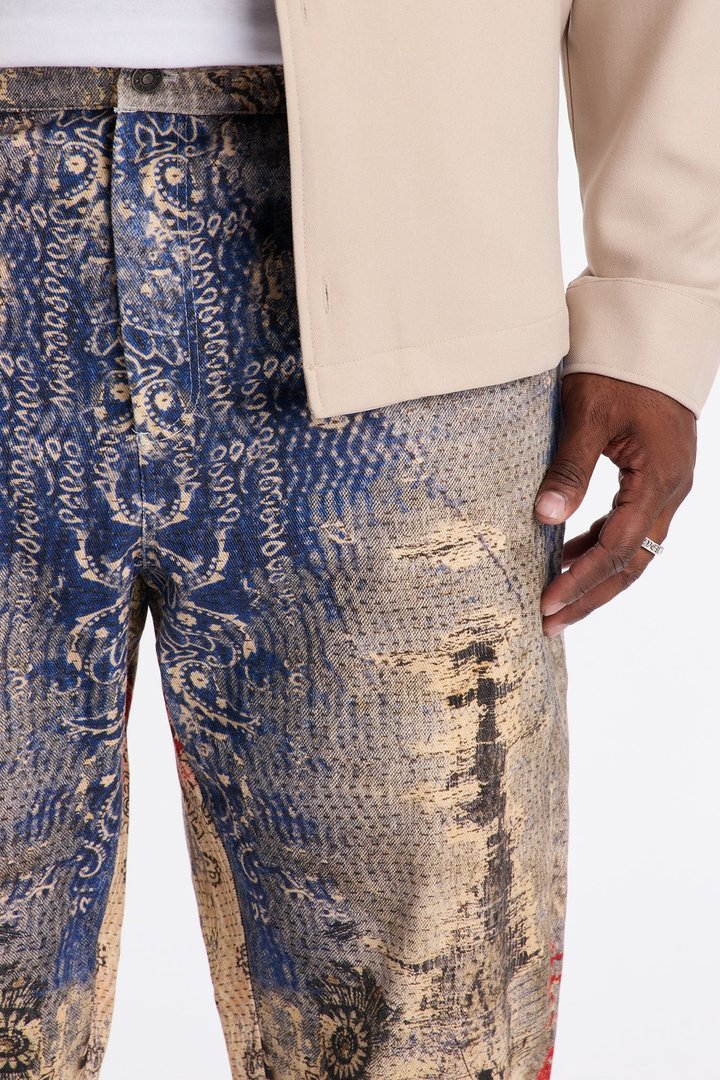 Straight Bandana Duality Printed Pants - Multi Color