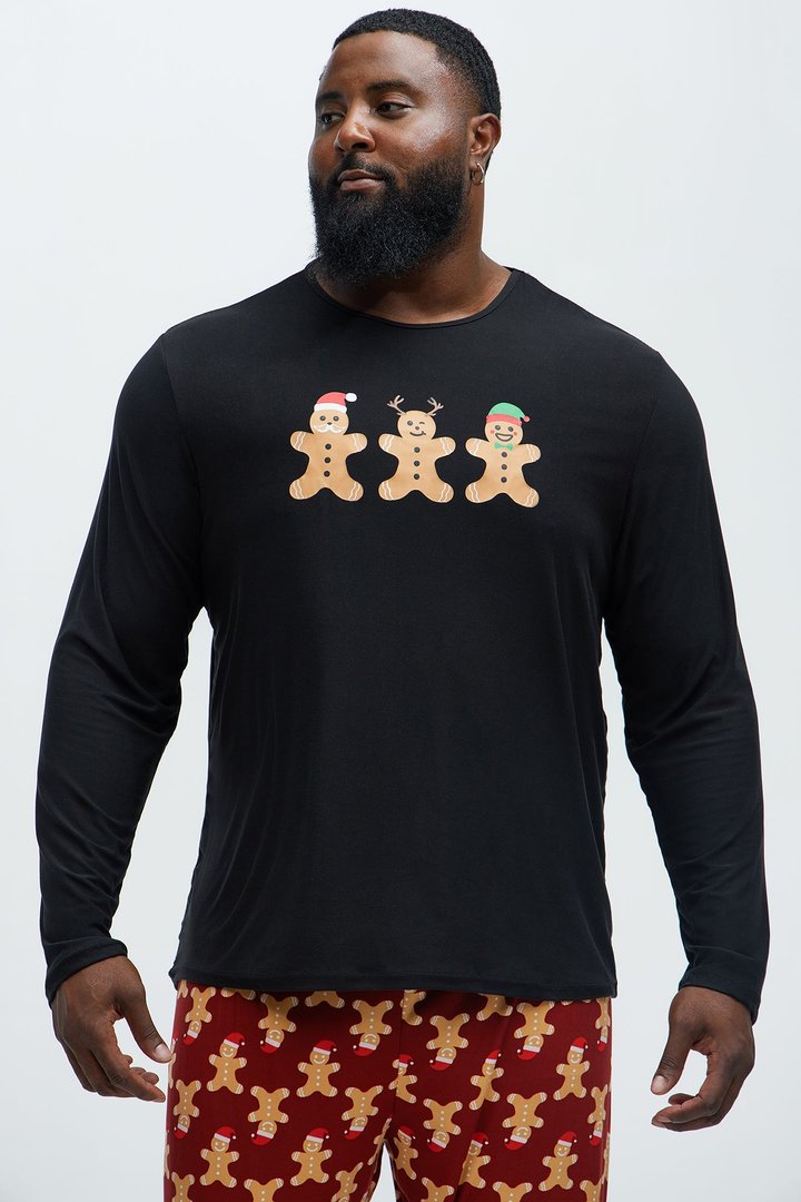 Gingerbread Family Holiday PJ Set - Black/combo