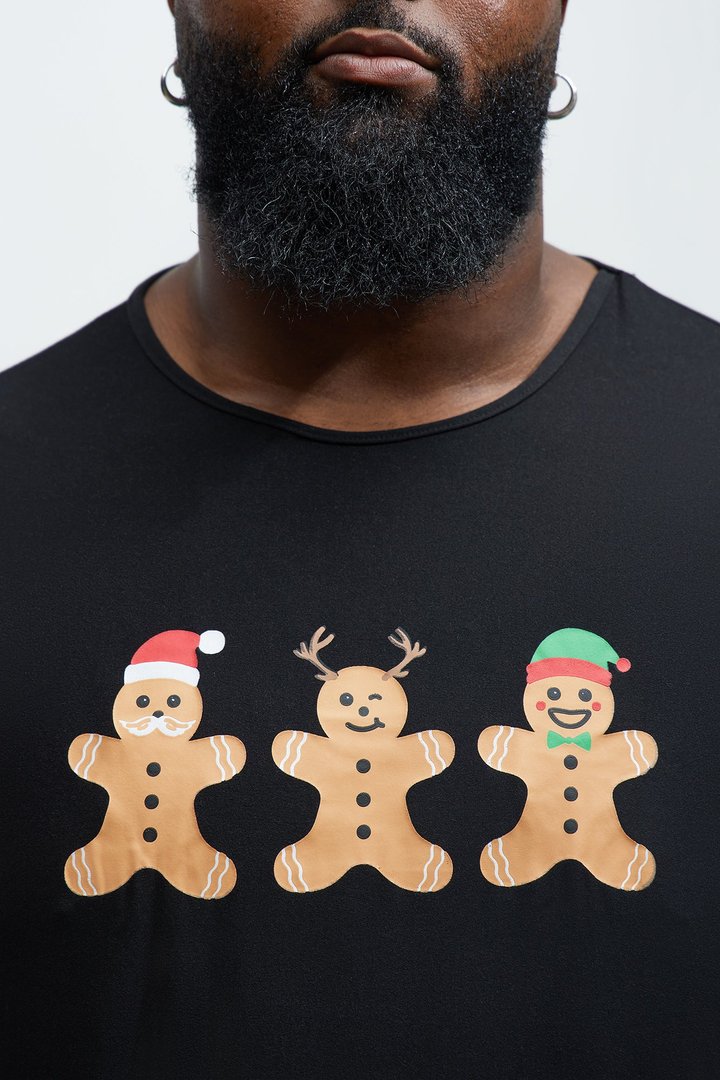 Gingerbread Family Holiday PJ Set - Black/combo