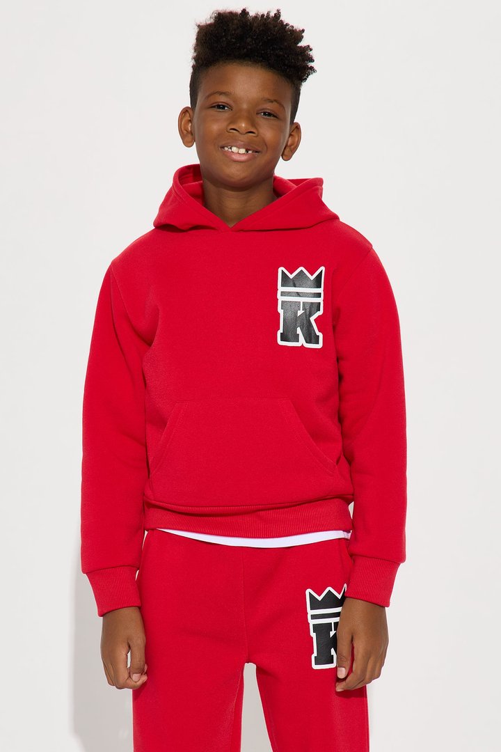 Mini He's Royalty Hoodie And Pant Set - Red