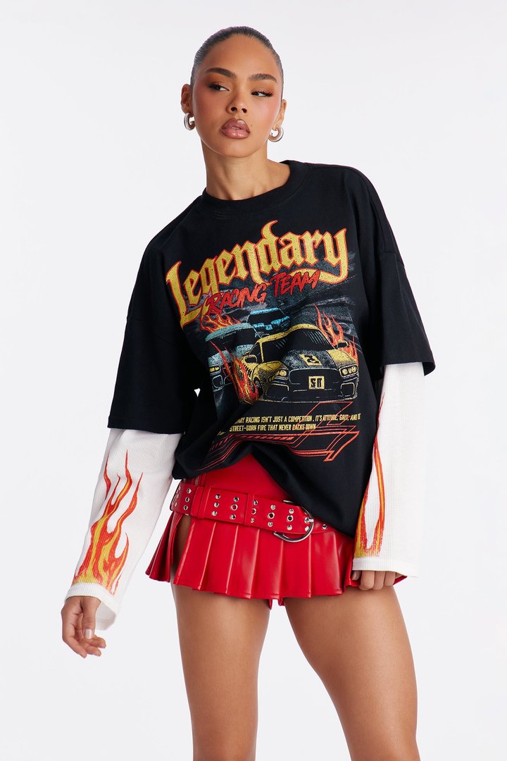 Legendary Flames Thermal 2fer Tee - Black/White