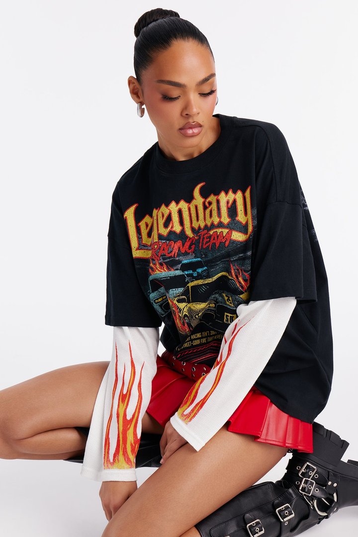 Legendary Flames Thermal 2fer Tee - Black/White