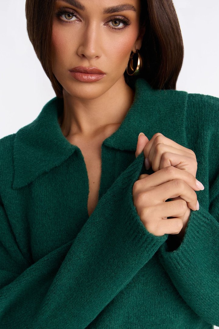 Tea Time Sweater Mini Dress - Emerald