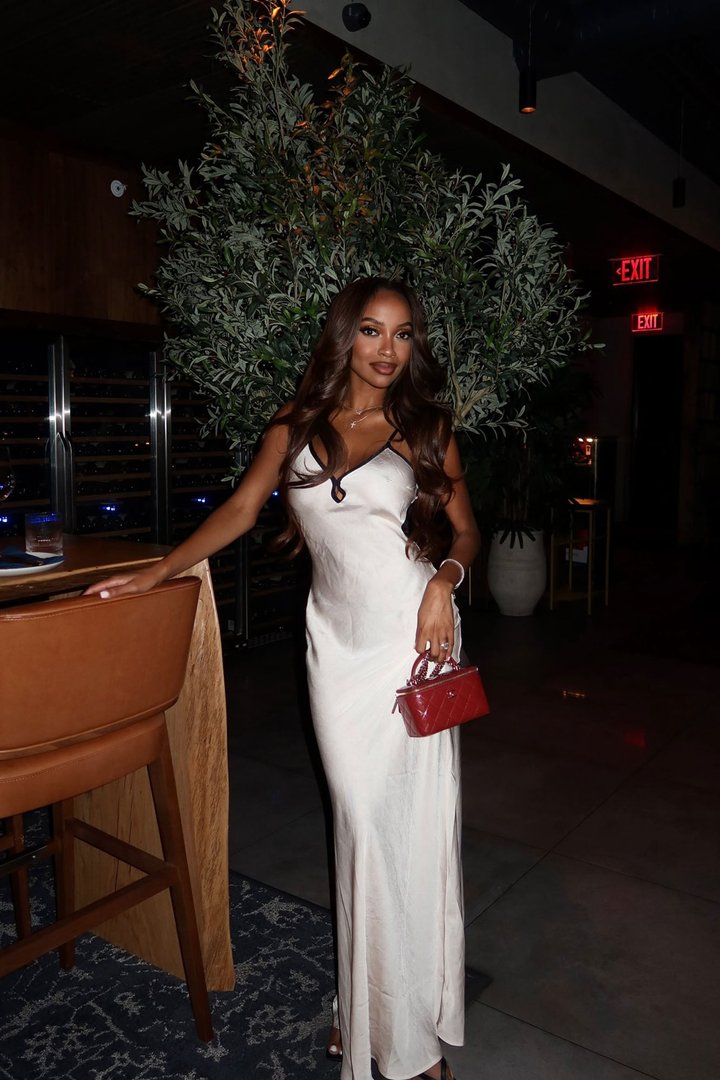 Saisha Satin Maxi Dress - Cream