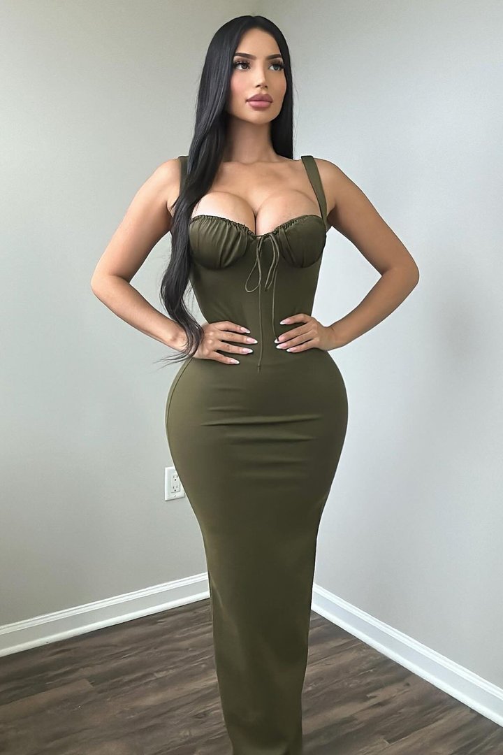 Sonya Low Back Maxi Dress - Olive