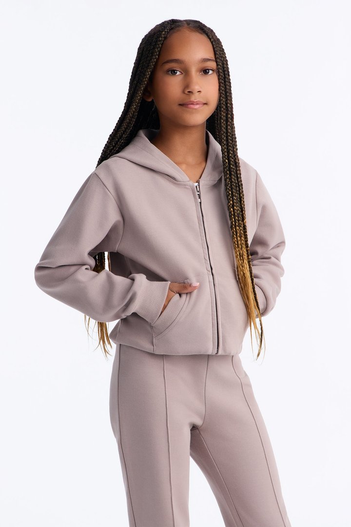 Mini Ready To Go Zip Up Pant Set - Taupe