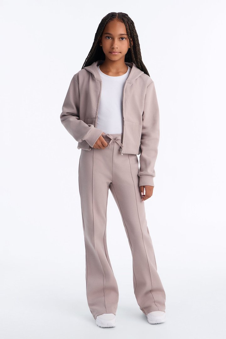Mini Ready To Go Zip Up Pant Set - Taupe
