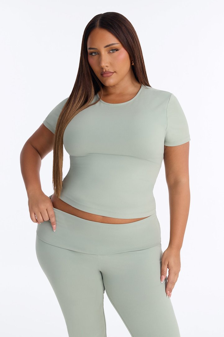 Myla Tricot Lounge Short Sleeve Top - Olive