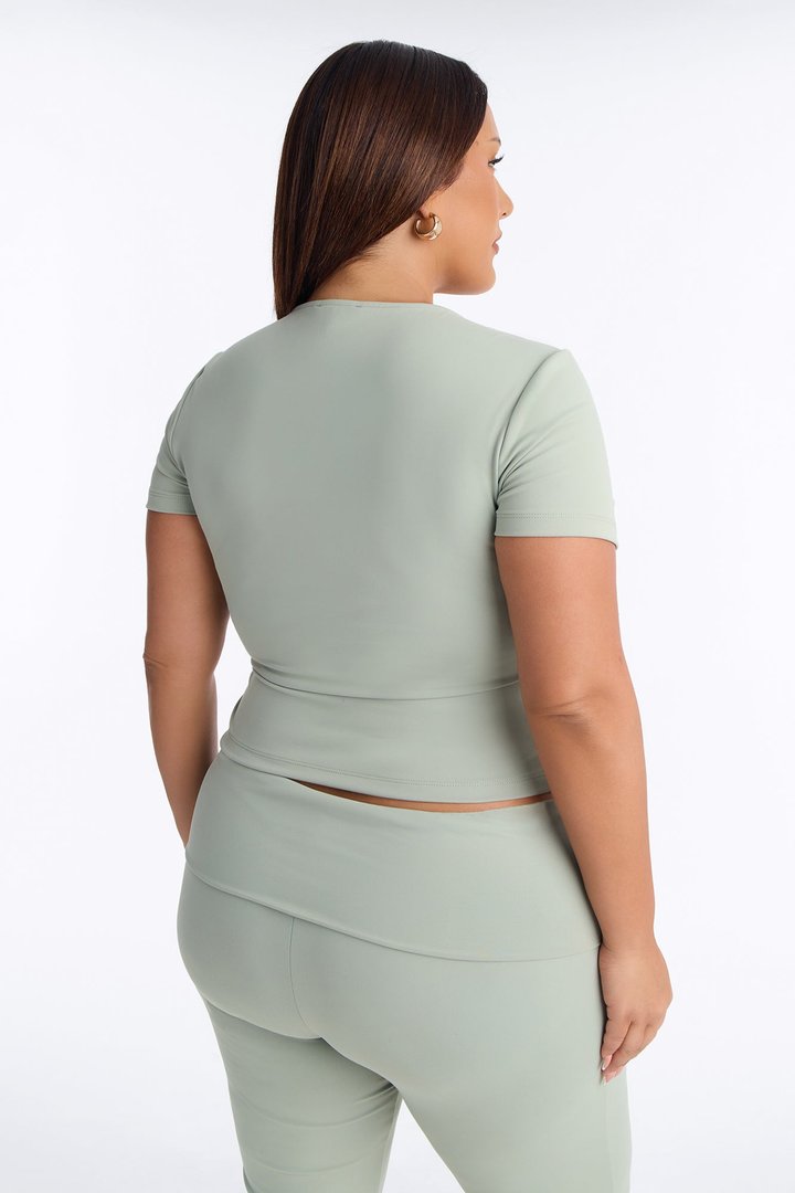 Myla Tricot Lounge Short Sleeve Top - Olive