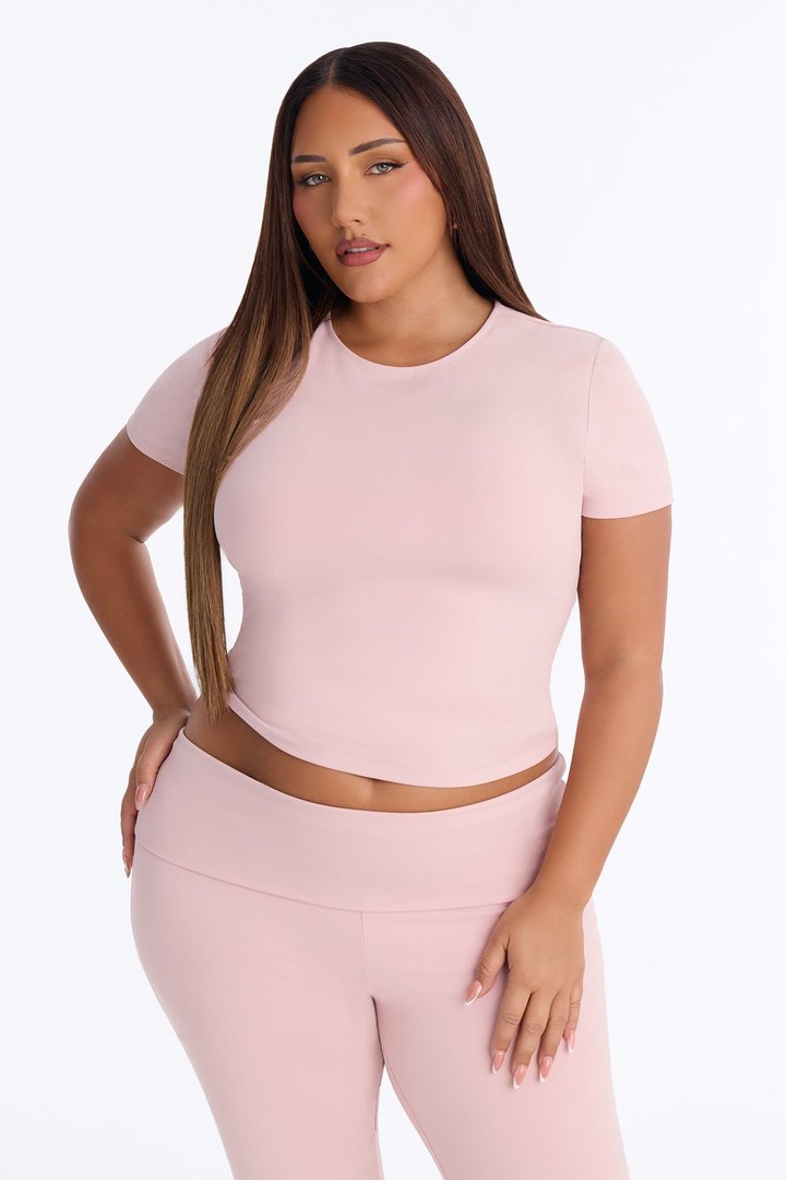 Myla Tricot Lounge Short Sleeve Top - Pink