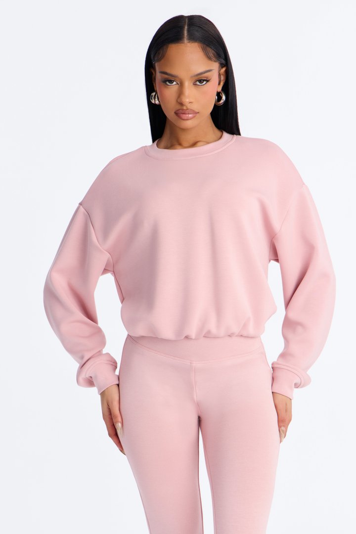 Bella Scuba Lounge Bubble Hem Sweatshirt - Pink