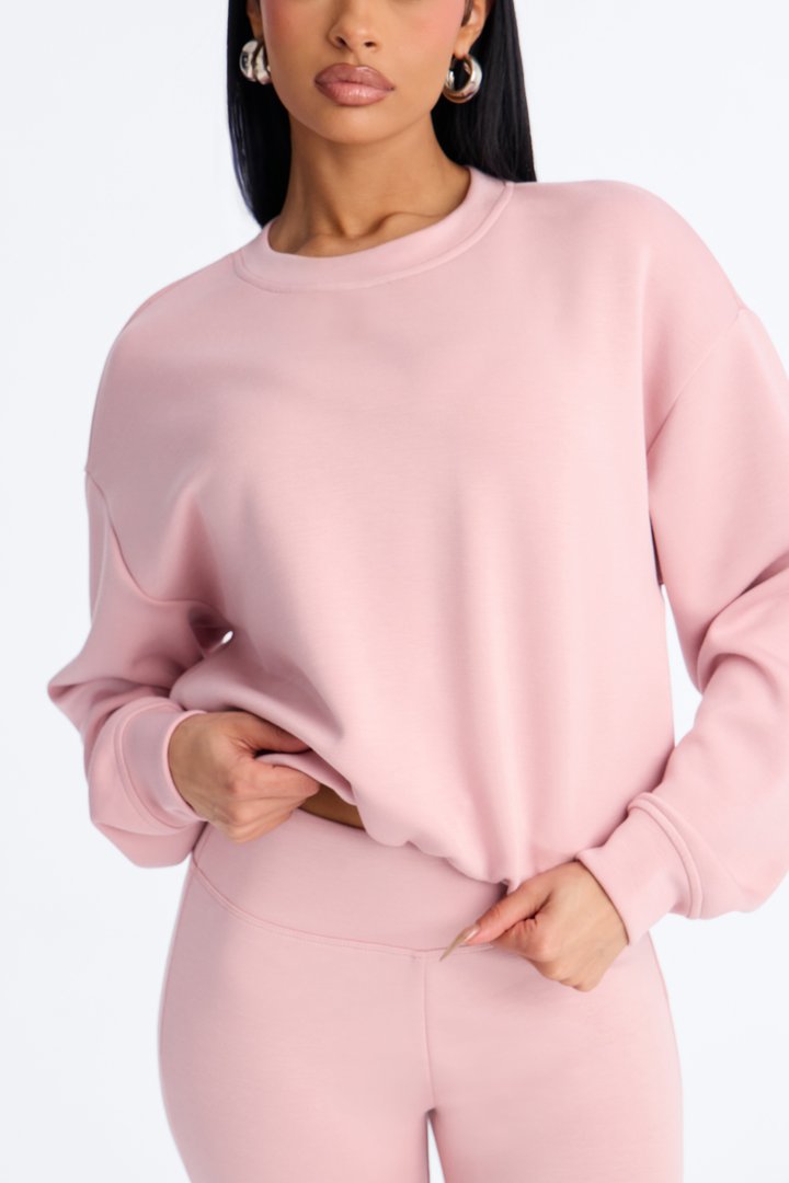 Bella Scuba Lounge Bubble Hem Sweatshirt - Pink
