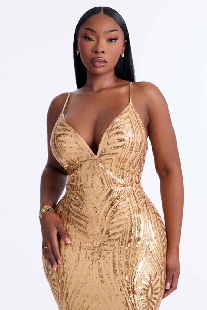 Tayla Sequin Maxi Dress - Gold