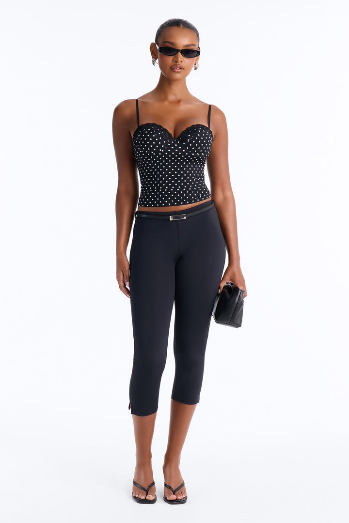 Luminous Love Polka Dot Sweetheart Neck Tank Top - Black/combo