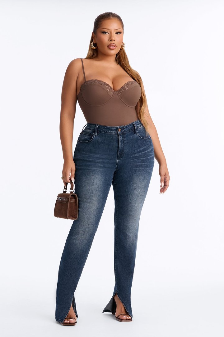 Luminous Love Padded Sweetheart Neck Tank Top - Brown