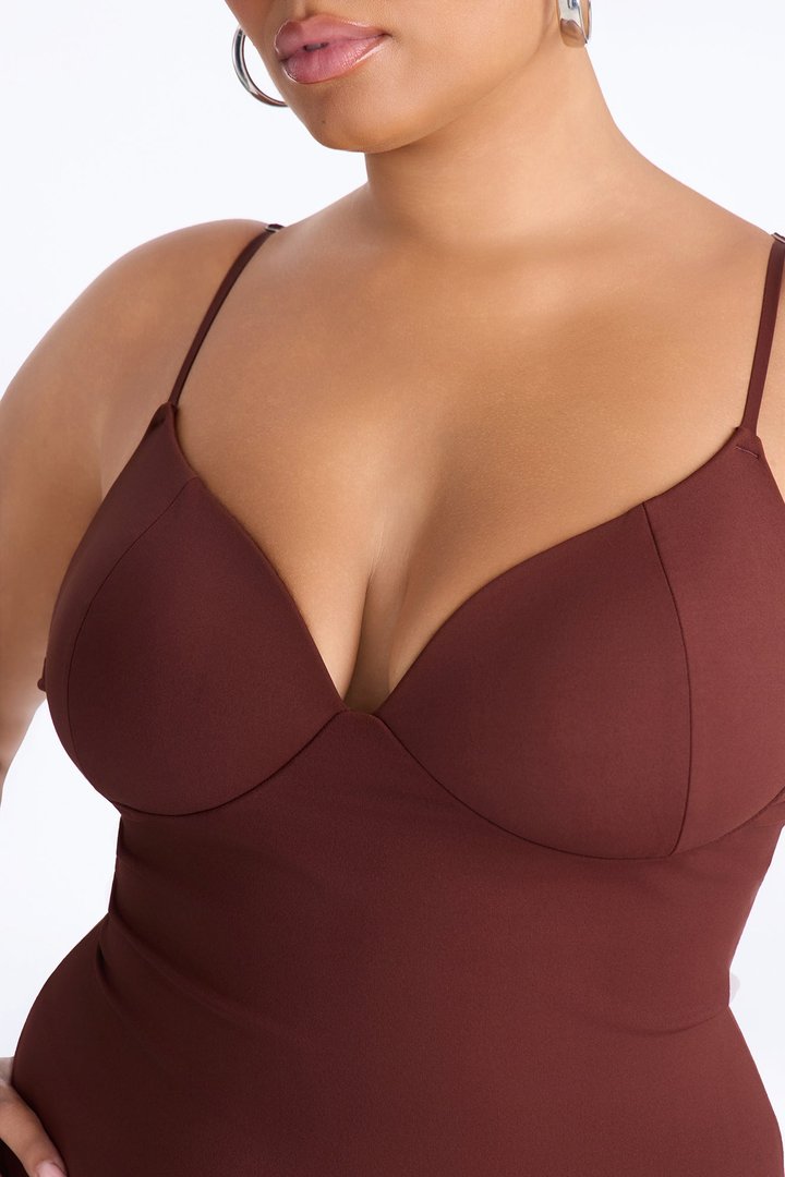 Kenny Padded Sweetheart Tank Top - Chocolate