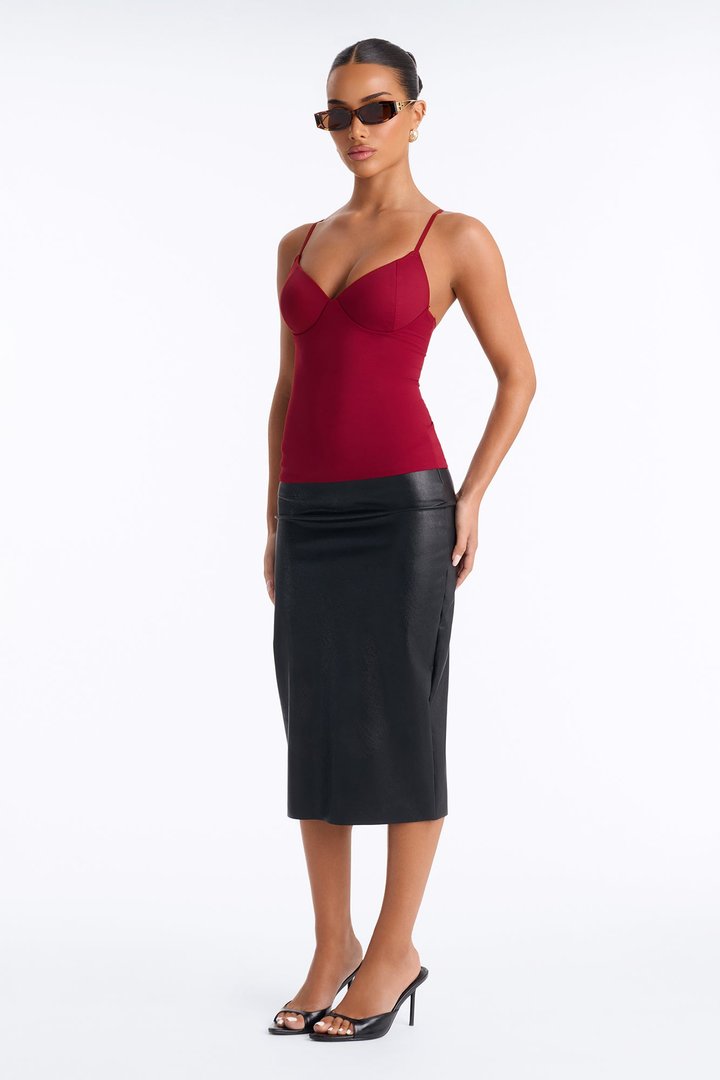 Kenny Padded Sweetheart Tank Top - Wine