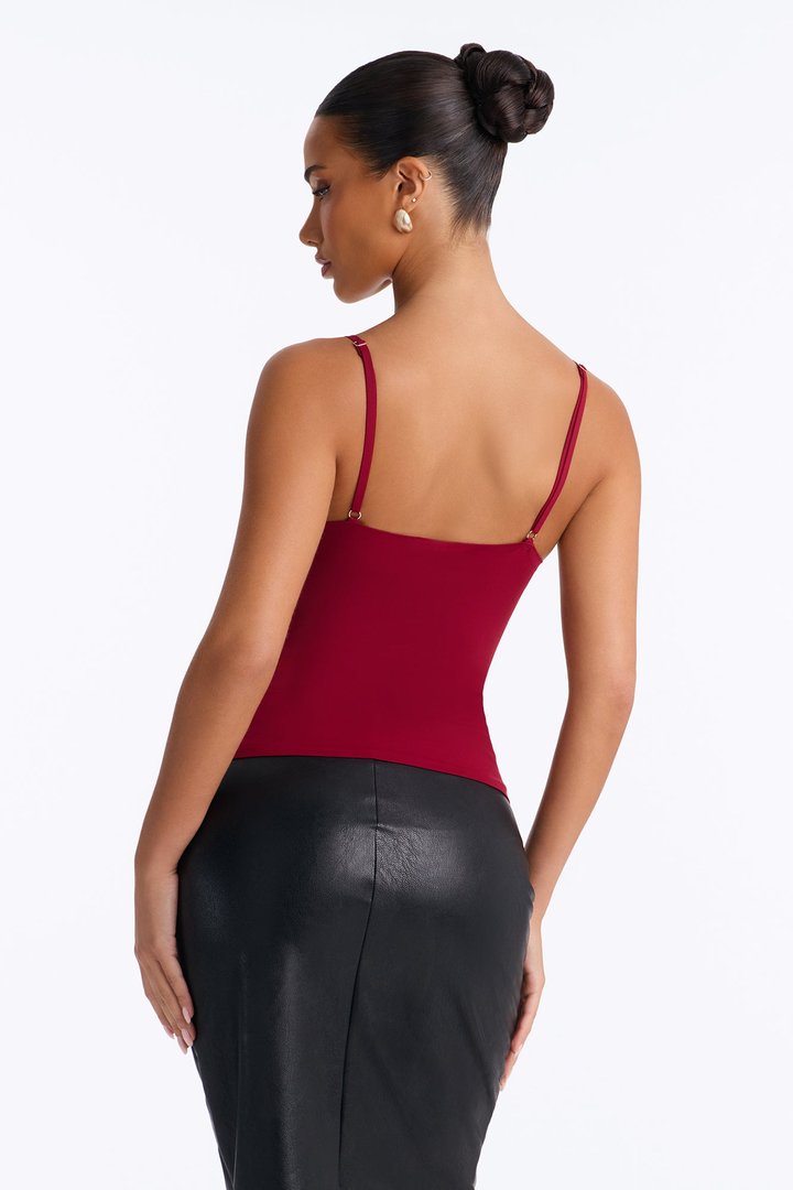 Kenny Padded Sweetheart Tank Top - Wine