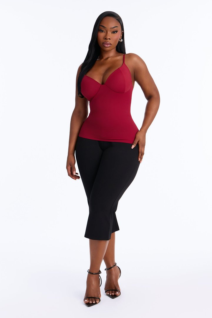 Kenny Padded Sweetheart Tank Top - Wine