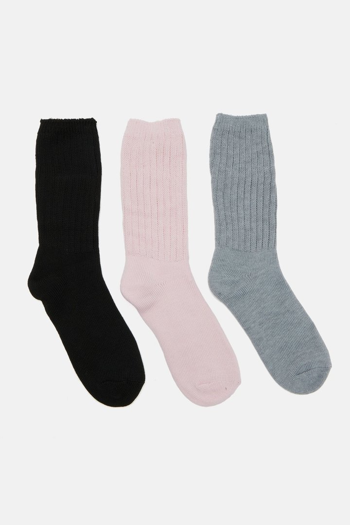 3 Pack Scrunch Socks - Grey/combo