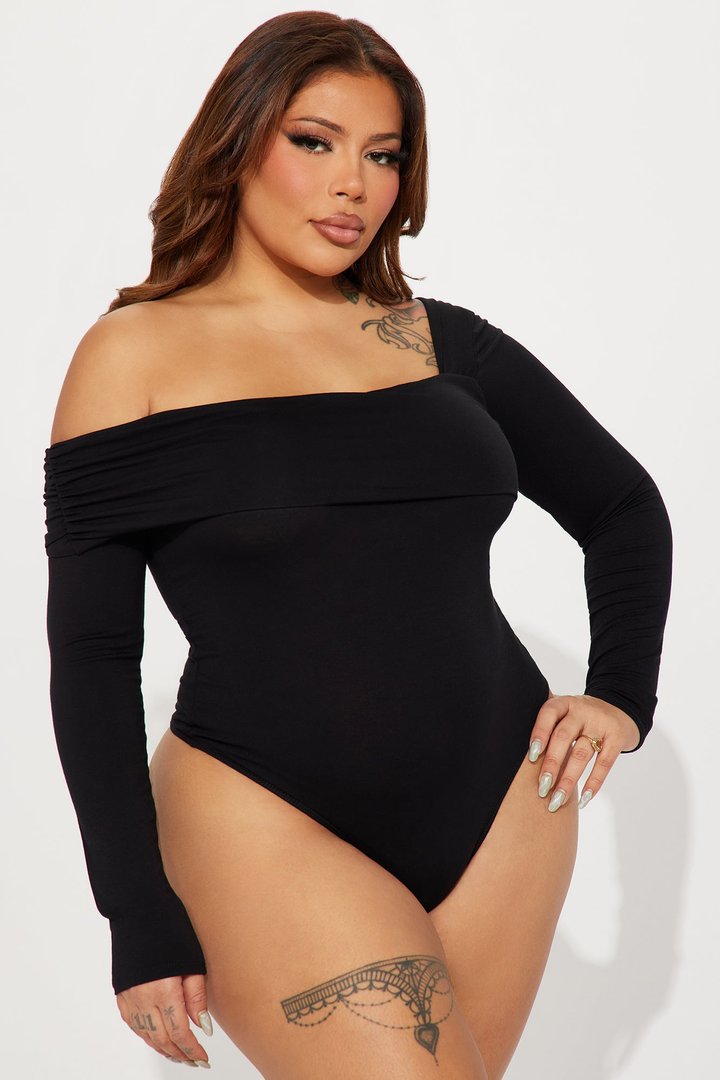 Gia One Shoulder Bodysuit - Black