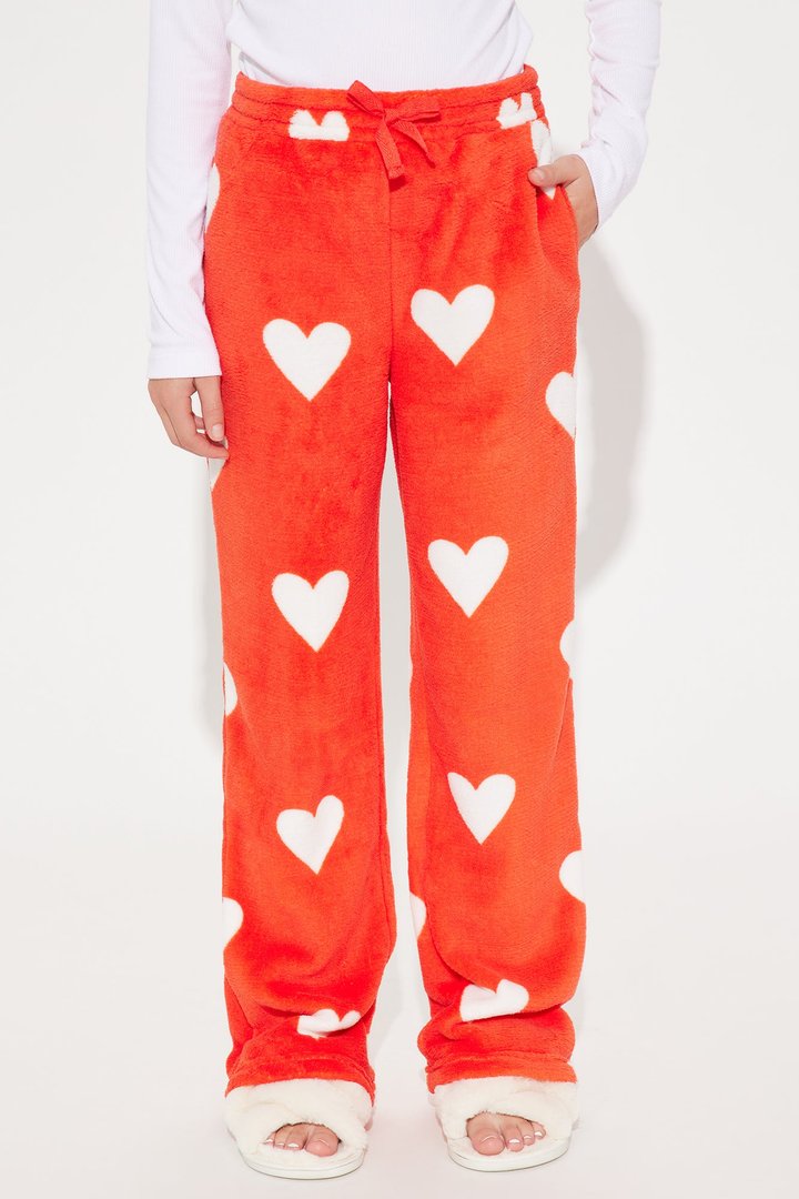 Mini With All My Heart Plush Pant - Red/White