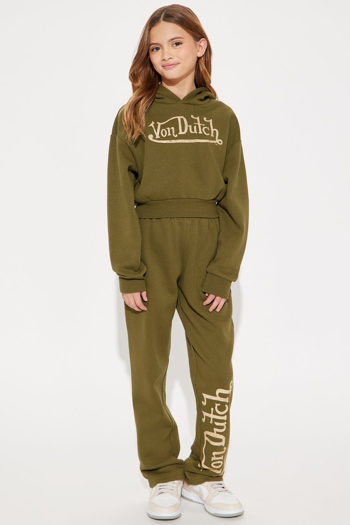 Mini Von Dutch Vintage Cropped Hoodie - Olive