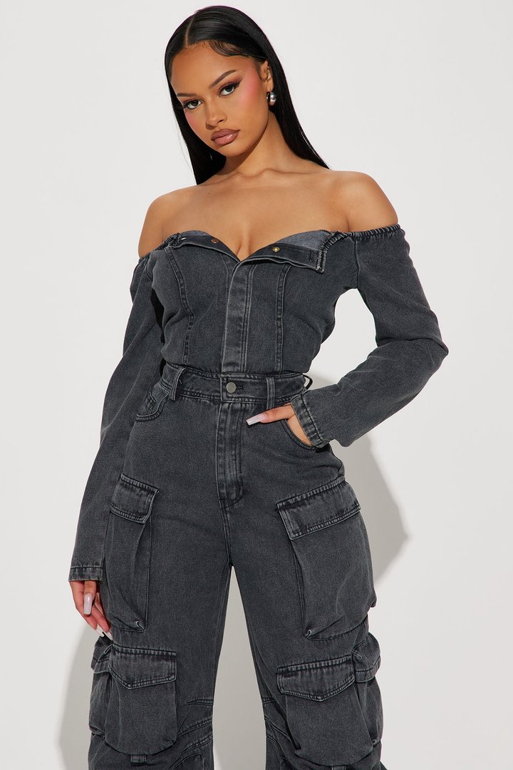 Feels Like This Denim Jumpsuit - Black Wash