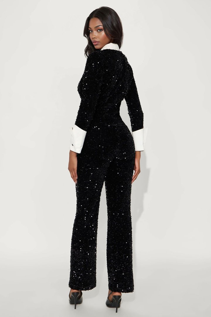 Kensington Sequin Pant Set - Black